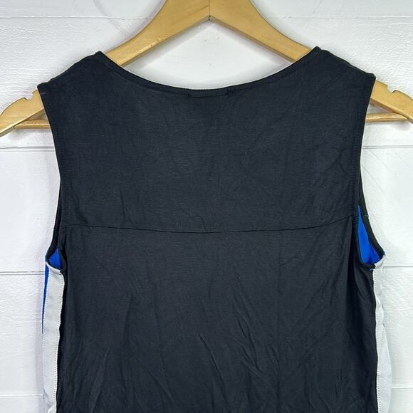 WORTHINGTON Blue Black White Sleeveless Blouse Tank Top Shirt Size Small - Picture 3 of 11